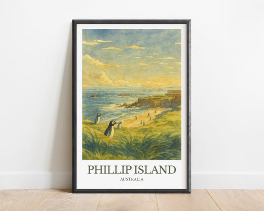 Phillip Island, Watercolor design poster, Australia Print, Phillip Island Wall Art