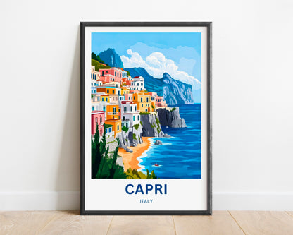 Capri Travel Poster - Stunning Italy Beauty Beyond the Mediterranean Horizon