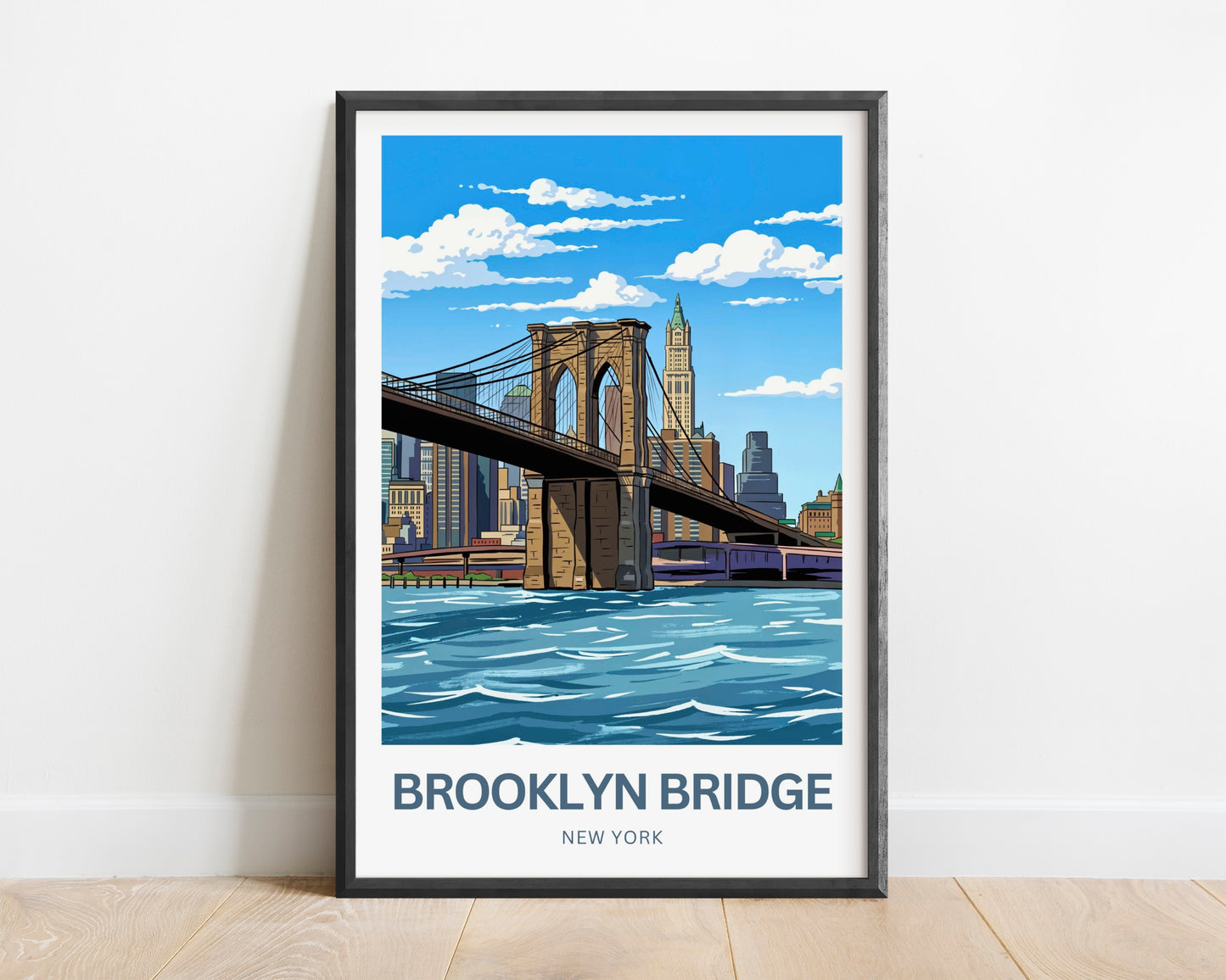 Brooklyn Bridge Travel Poster -  Manhattan to Brooklyn