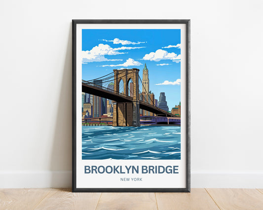 Brooklyn Bridge Travel Poster -  Manhattan to Brooklyn