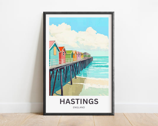 Hastings Travel Poster- Captivating Beach and Pier