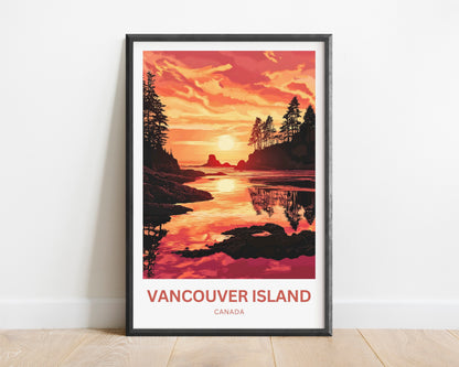 Vancouver Island Travel Poster - Wild Coasts and Sunset