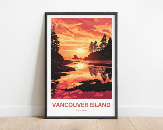 Vancouver Island Travel Poster - Wild Coasts and Sunset
