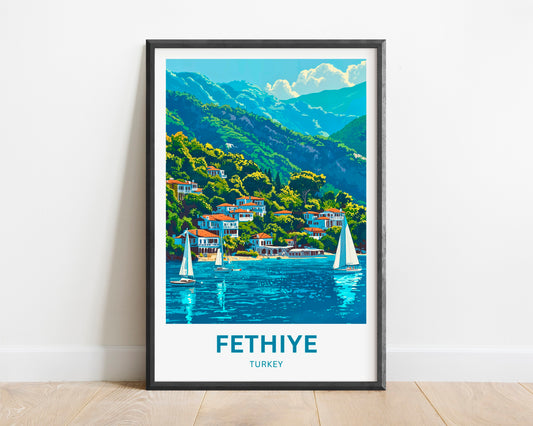 Fethiye Travel Poster - Breathtaking Coast Village Turkey