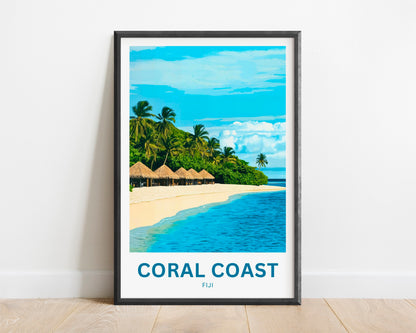 Coral Coast, Fiji Travel Poster - Breathtaking Tropical Island