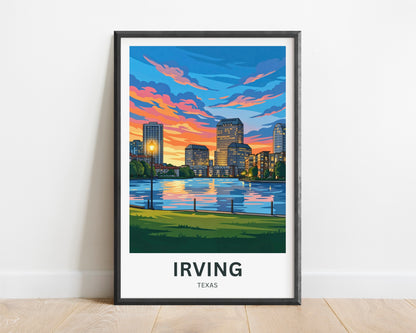 Las Colinas Irving, Texas Travel Poster - Skyline