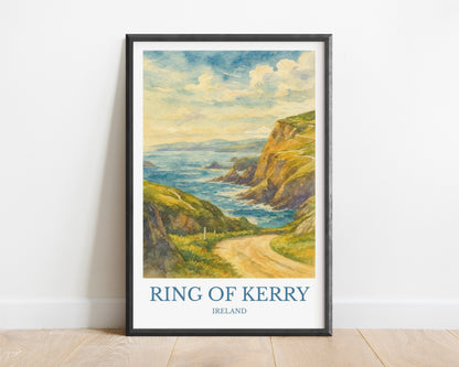 Ring of Kerry, Watercolor design poster, Ireland Print, Ring of Kerry Wall Art