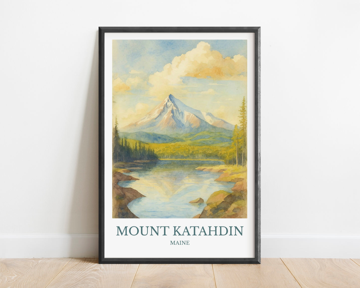 Mount Katahdin, Watercolor design poster, Maine Print, Mount Katahdin Wall Art