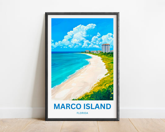 Marco Island Travel Poster - Florida Serene Beach Getaway