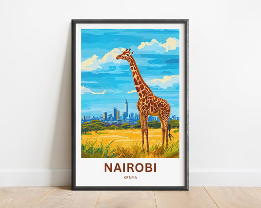 Nairobi Travel Poster - Skyline and Safari