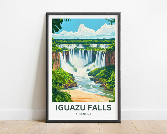 Iguazu Falls Travel Poster - Argentina and Brazil Wonders