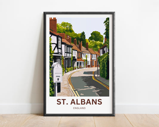 St. Albans Travel Poster - Captivating Serene Street