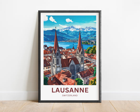 Lausanne Travel Poster- Swiss Elegance in Every View
