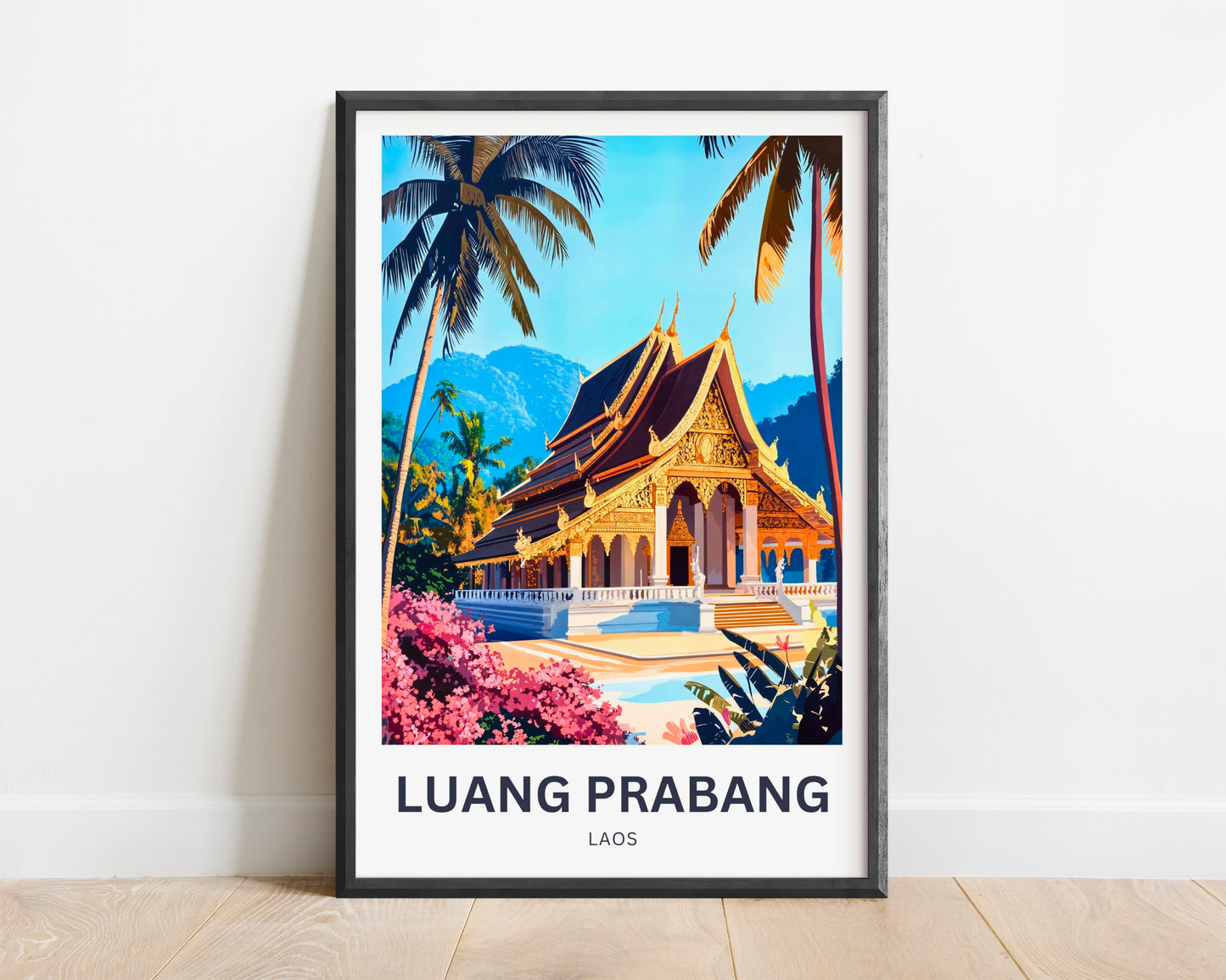 Luang Prabang Travel Poster - Mesmerizing Laos Temple