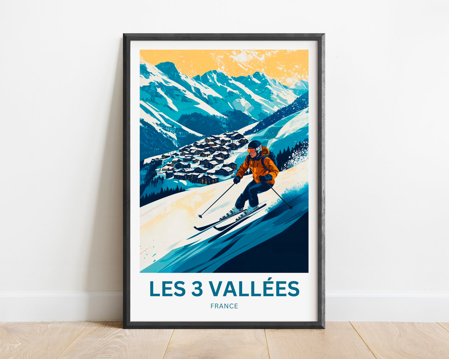 Les 3 Vallées Travel Poster - Powder Paradise Ski of LES 3 VALLÉES