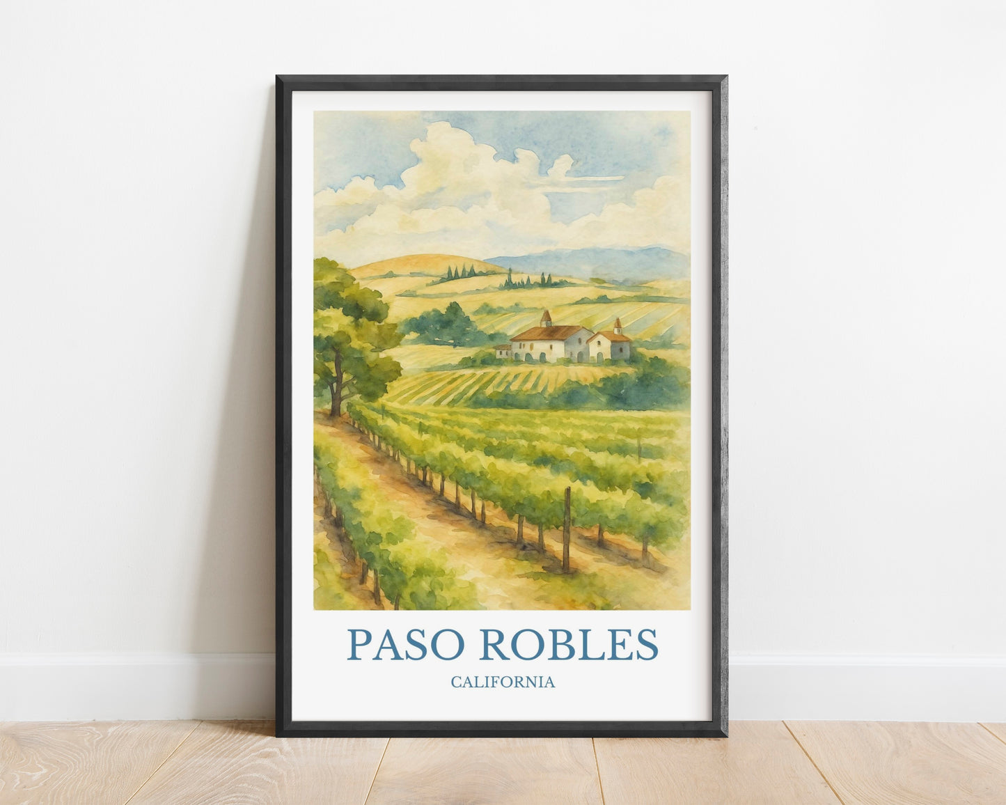 Paso robles, Watercolor design poster, California Print, Paso robles Wall Art