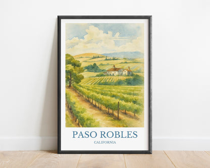 Paso robles, Watercolor design poster, California Print, Paso robles Wall Art