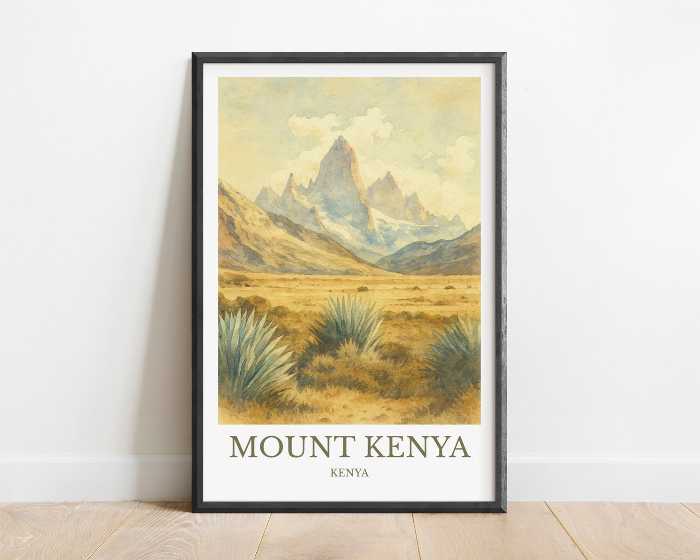 Mount Kenya, Watercolor design poster, Africa Print, Mount Kenya Wall Art