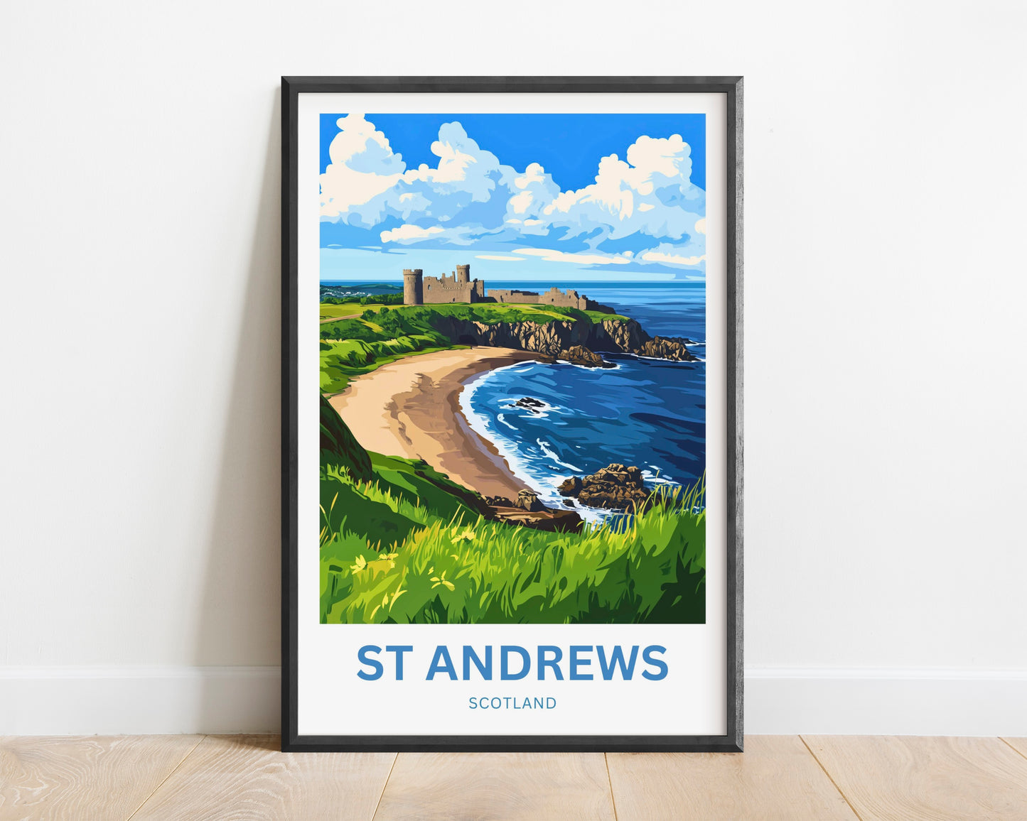 St. Andrews Travel Poster - Castle Ruins Coast