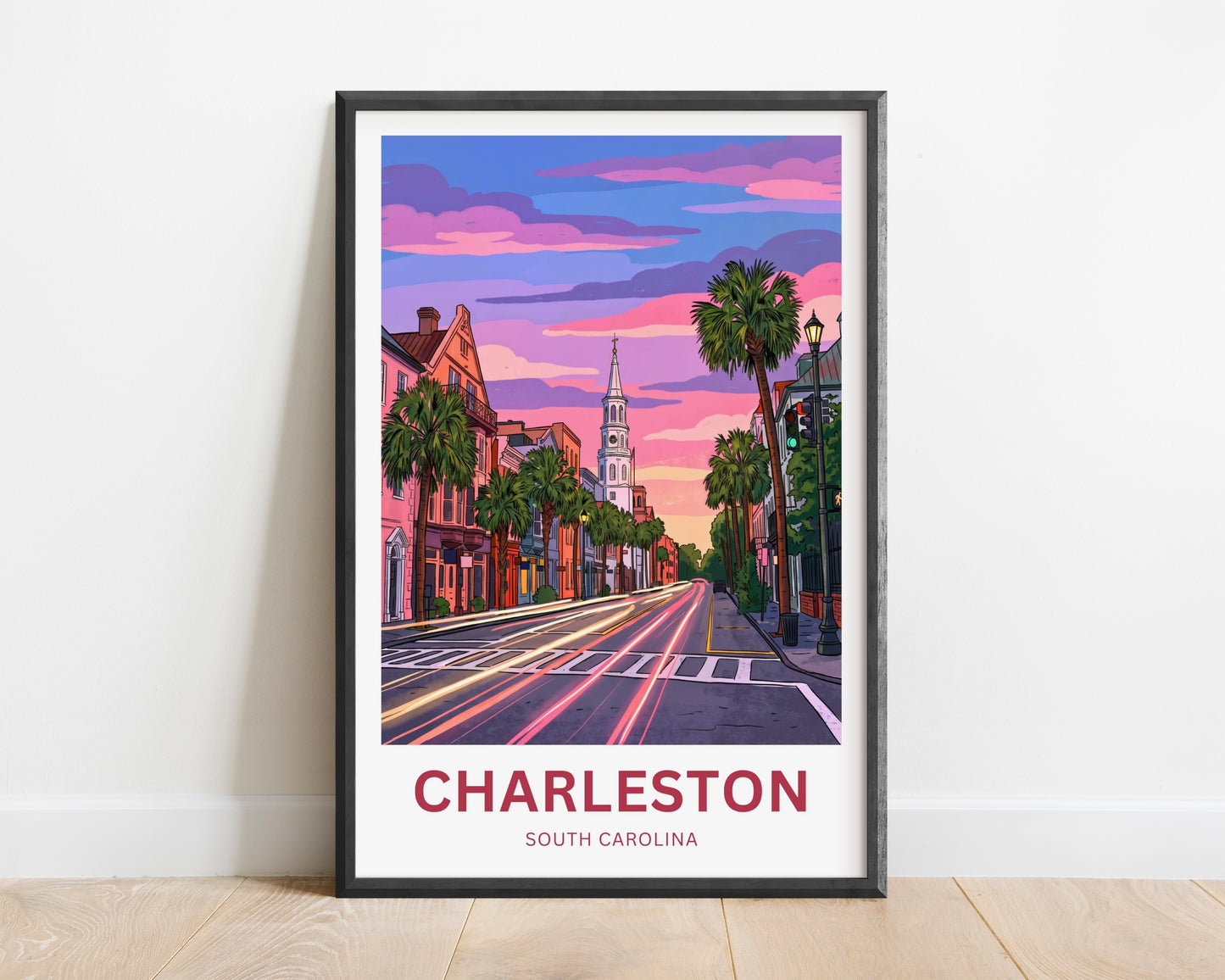Charleston Historic District Travel Poster - Street Charm