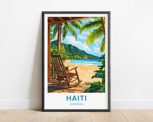 Haiti Travel Poster - Caribbean Waves of Calm