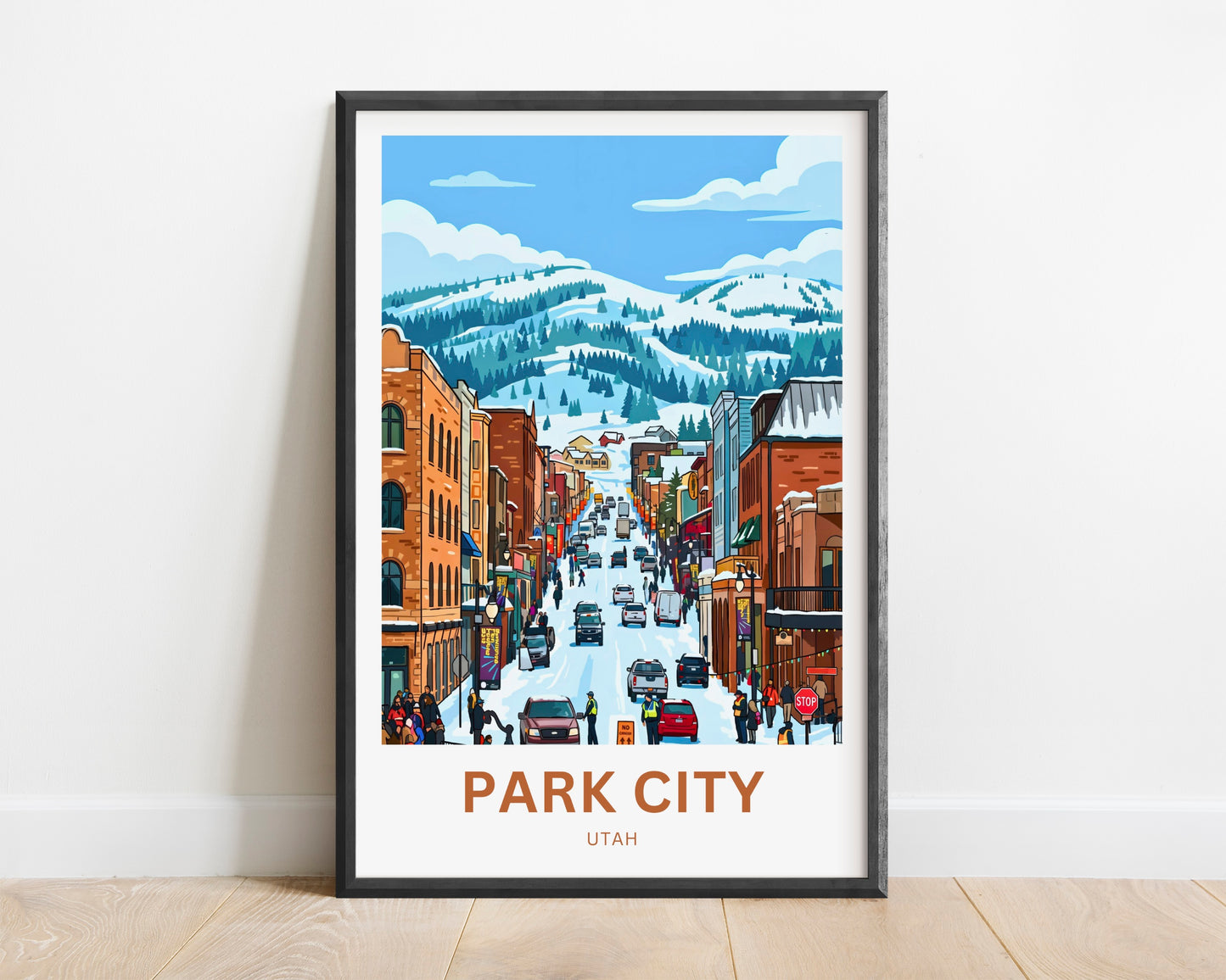 Park City Travel Poster- Snowy Main Street