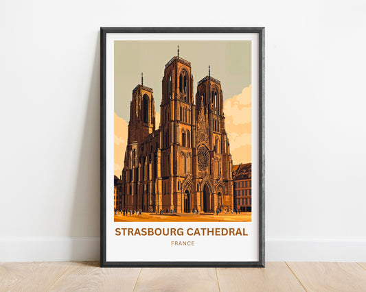 Strasbourg Cathedral Travel Poster - Historical Church of France