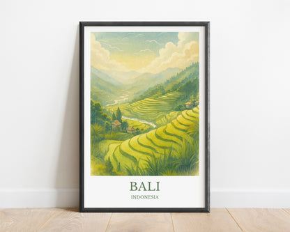 Bali, Watercolor design poster, Indonesia Print, Bali Wall Art