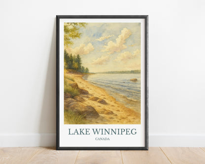Lake Winnipeg, Watercolor design poster, Canada Print, Lake Winnipeg Wall Art