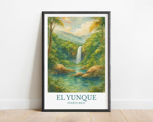 El Yunque National Forest, Watercolor design poster, Puerto Rico Print, El Yunque Wall Art
