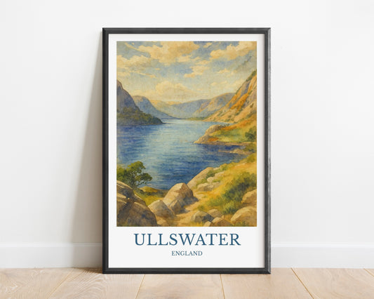 Ullswater, Watercolor design poster, Lake District Print, Ullswater Wall Art