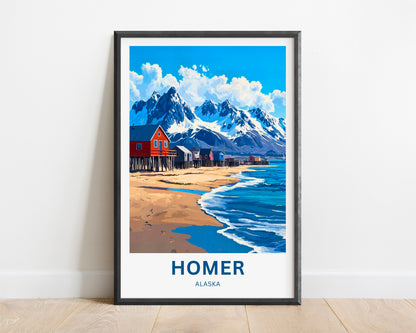 Homer Travel Poster - Breathtaking Alaska Peaks