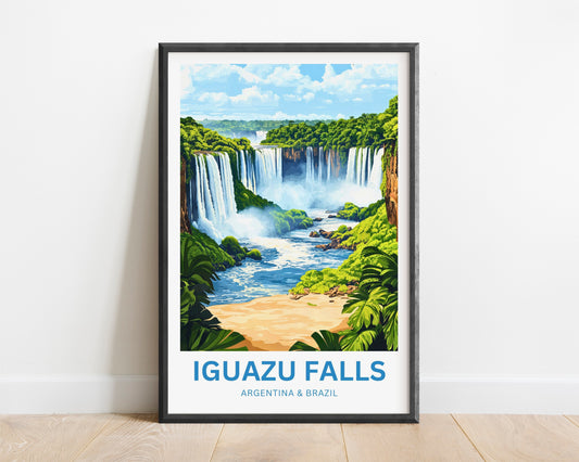 Iguazu Falls Travel Poster - Stunning Rainforest and Waterfalls Argentina