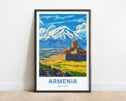 Armenia Travel Poster - Echoes of Ararat and Monasteries in the Mountains