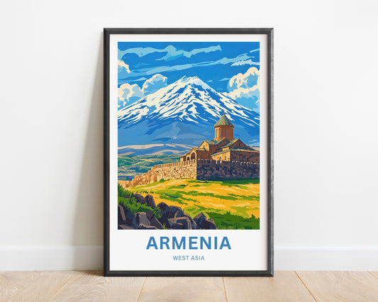 Armenia Travel Poster - Echoes of Ararat and Monasteries in the Mountains