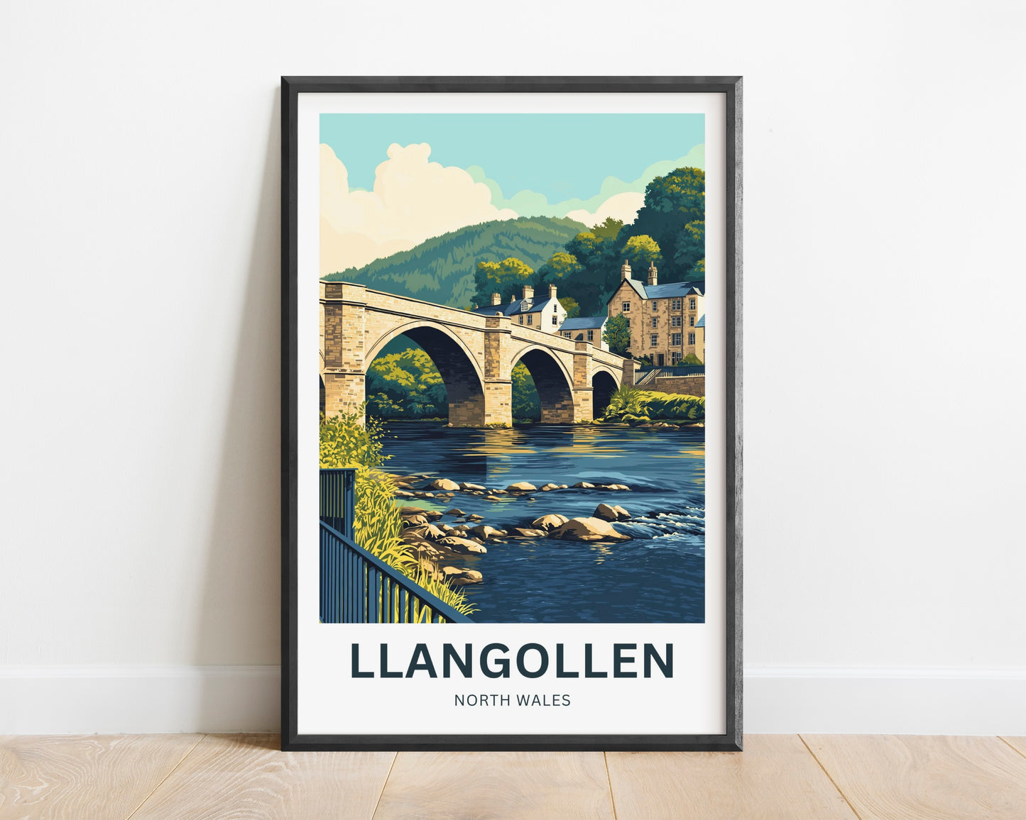 Llangollen Travel Poster - Welsh Waters, Welsh Wonders
