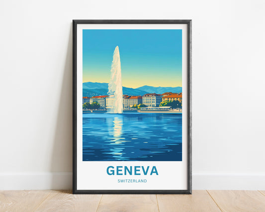 Geneva Travel Poster - A Splash of Swiss Grandeur