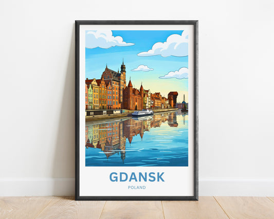 Gdańsk  Travel Poster - Ship on the Motława