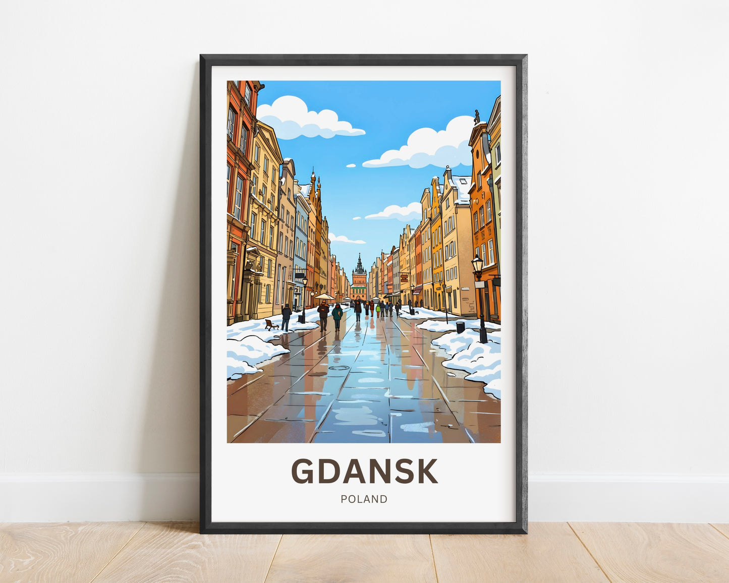 Gdańsk  Travel Poster - Long Winter Street Wanderings