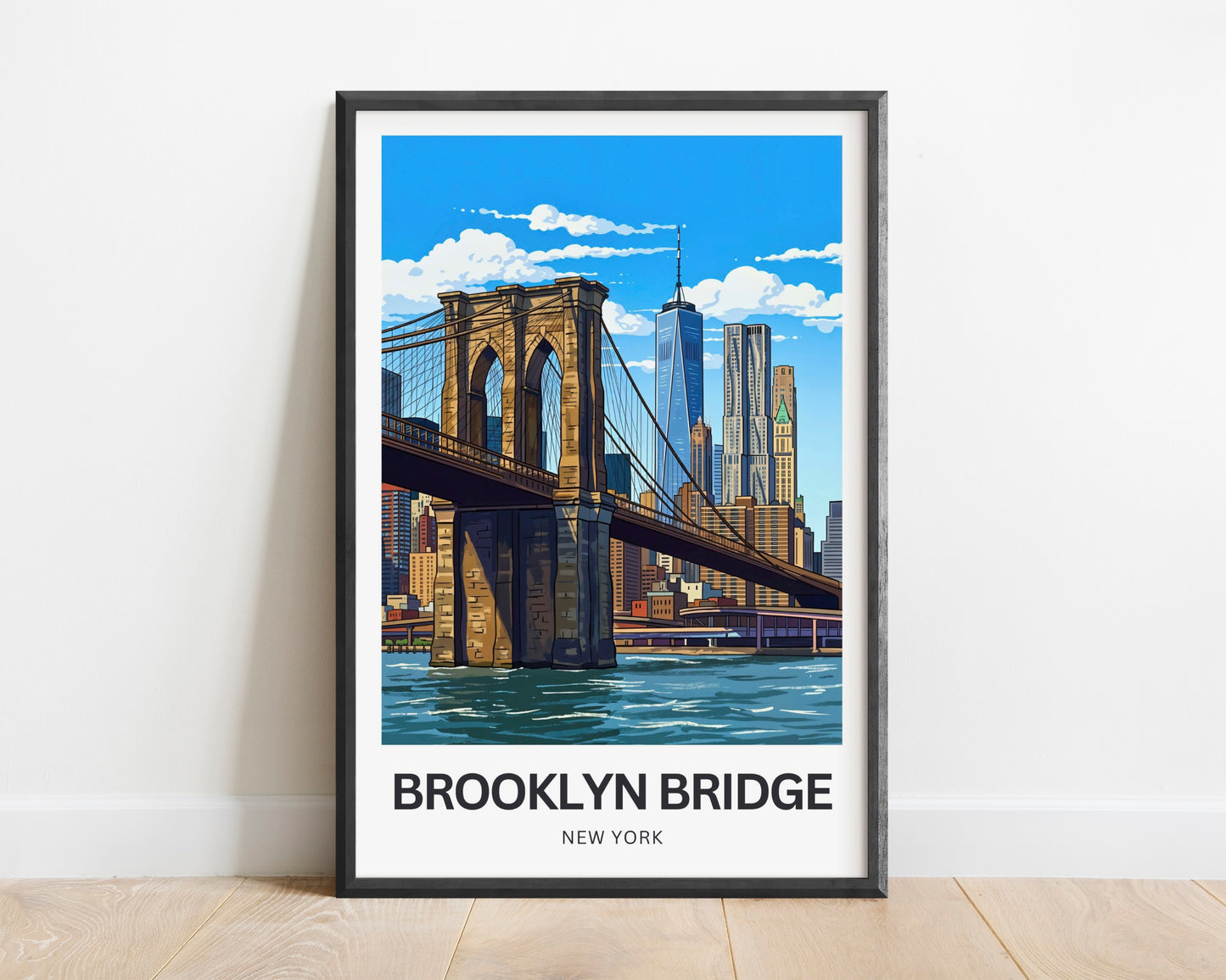Brooklyn Bridge Travel Poster -  East River Crossing
