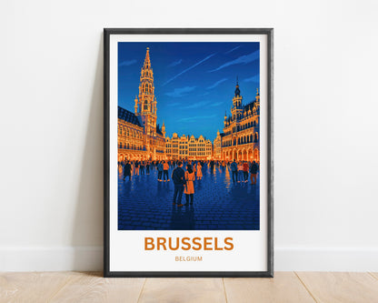 Brussels Travel Poster - Golden Hour in Brussels