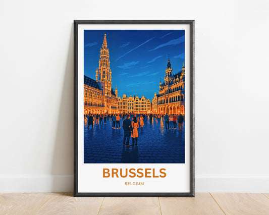 Brussels Travel Poster - Golden Hour in Brussels