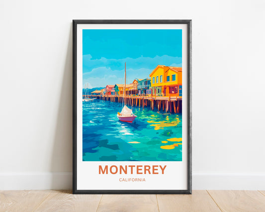 Monterey Travel Poster - California Coastal Village Charm