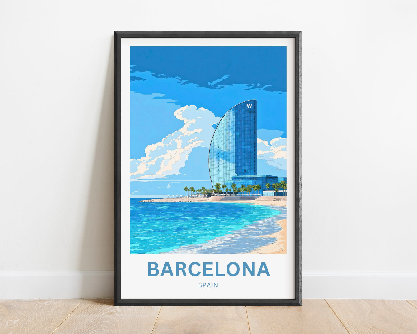Barcelona Travel Poster  - Captivating Seaside Beach, Spain