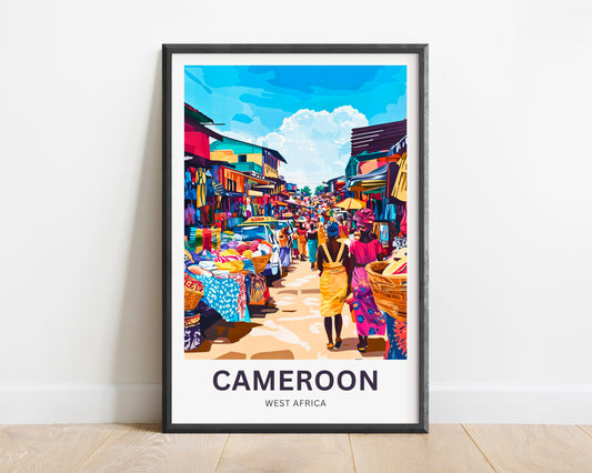 Cameroon Travel Poster - Local Market Commerce
