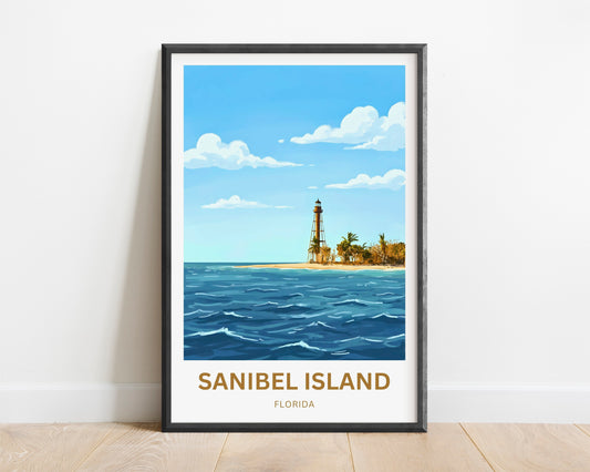 Sanibel Island, Florida Travel Poster - Lighthouse