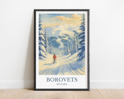 Borovets, Watercolor design poster, Bulgaria Print, Borovets Wall Art