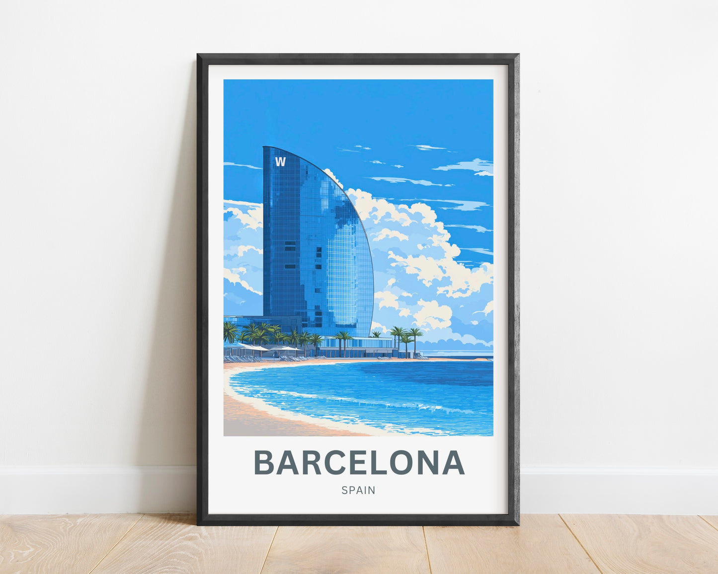 Barcelona Travel Poster  - Seaside Elegance