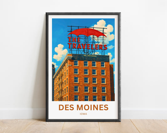 Des Moines Travel Poster - Iconic Landmark Sign