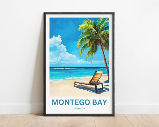 Montego Bay Travel Poster  - Relaxing and Refreshing Jamaican Beach